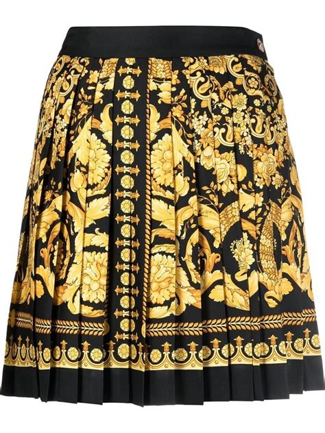 versace silk and lace ball skirt|Barocco Pleated Silk Skirt Black,Print .